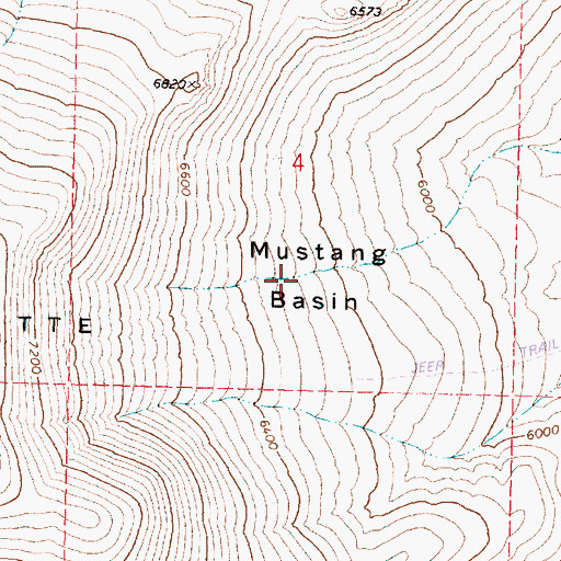 Topographic Map of Mustang Basin, OR