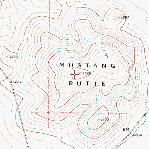 Topographic Map of Mustang Butte, OR