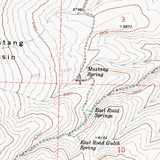 Topographic Map of Mustang Spring, OR