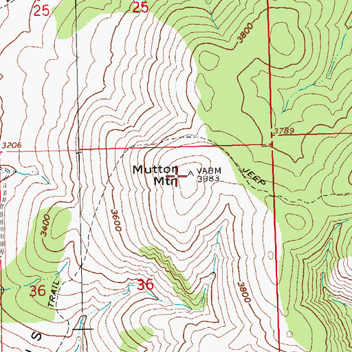 Topographic Map of Mutton Mountain, OR