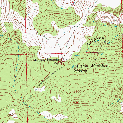 Topographic Map of Mutton Mountain Corral, OR
