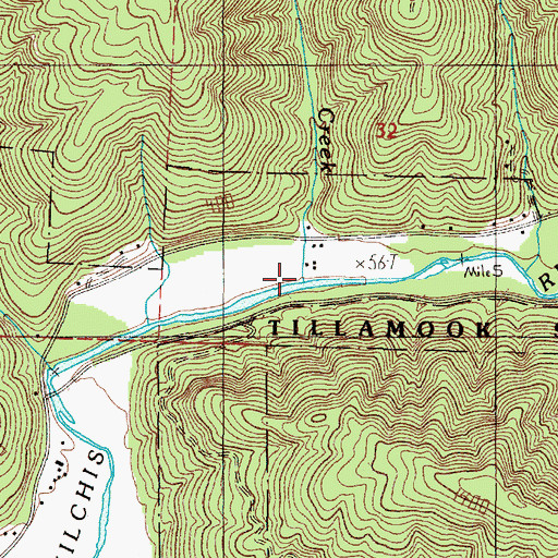 Topographic Map of Myrtle Creek, OR
