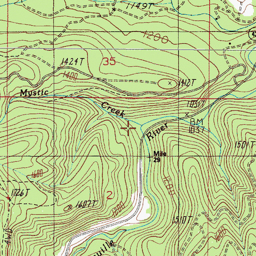 Topographic Map of Mystic Creek, OR
