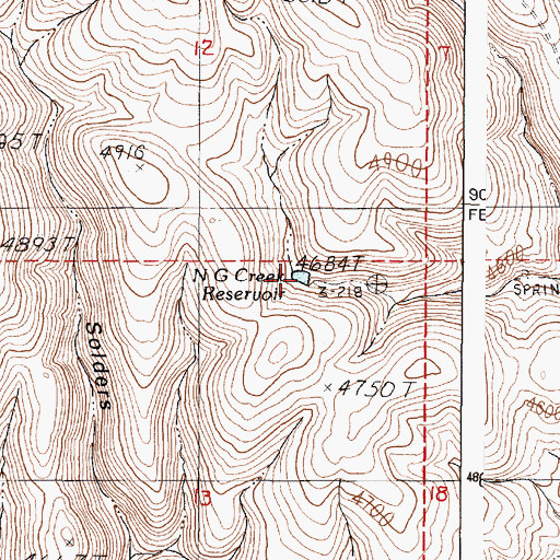 Topographic Map of N G Creek Reservoir, OR
