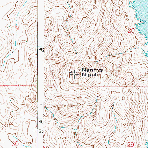 Topographic Map of Nannys Nipple, OR