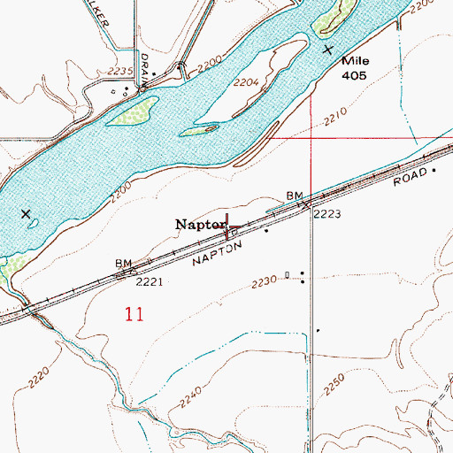 Topographic Map of Napton, OR