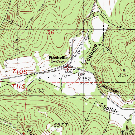 Topographic Map of Nashville, OR