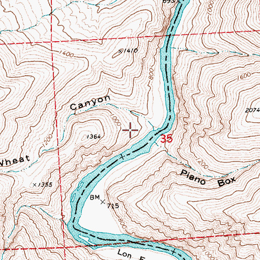 Topographic Map of Nat Wheat Canyon, OR
