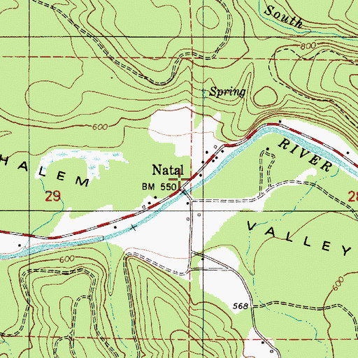 Topographic Map of Natal, OR