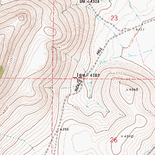Topographic Map of Neals Hill, OR