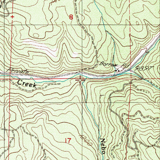 Topographic Map of Nebo Creek, OR
