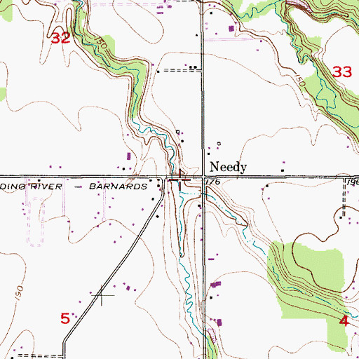 Topographic Map of Needy, OR