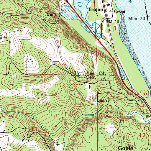 Topographic Map of Neer City Cemetery, OR