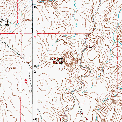 Topographic Map of Negro Rock, OR
