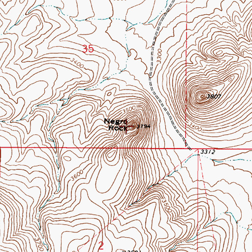 Topographic Map of Negro Rock, OR