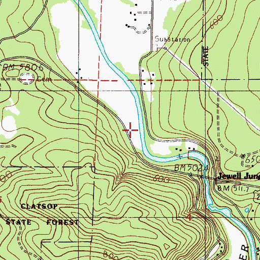 Topographic Map of Nehalem Valley, OR
