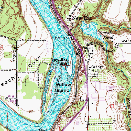 Topographic Map of New Era Bar, OR