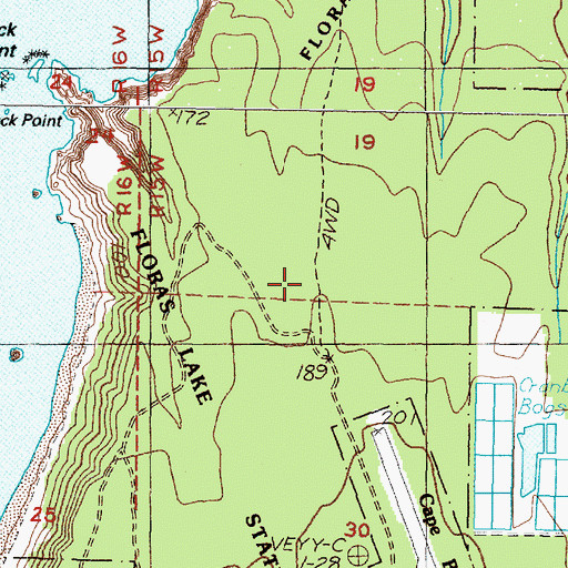 Topographic Map of Floras Lake State Park, OR