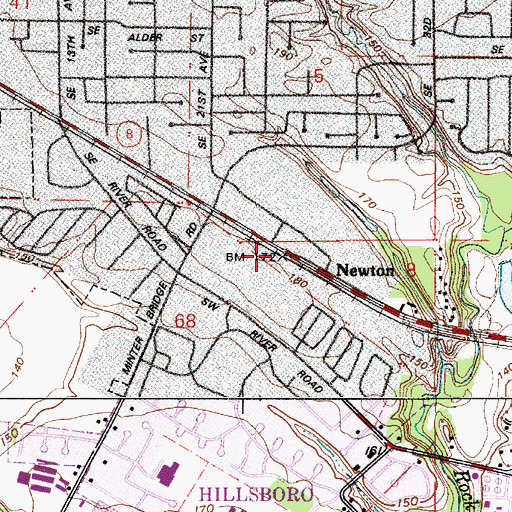 Topographic Map of Newton, OR