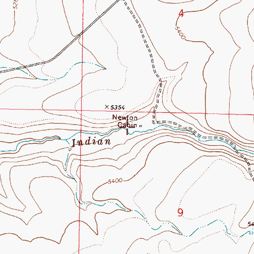 Topographic Map of Newton Cabin, OR