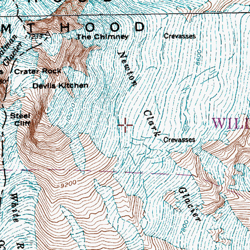 Topographic Map of Newton Clark Glacier, OR