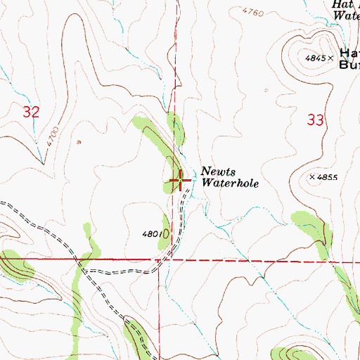 Topographic Map of Newts Waterhole, OR