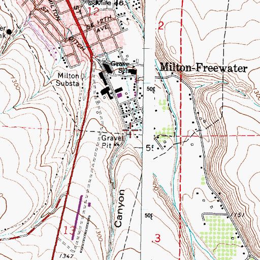 Topographic Map of Nichols Canyon, OR