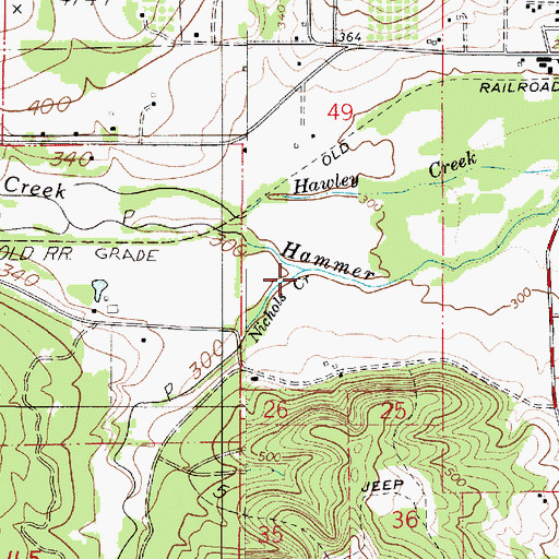 Topographic Map of Nichols Creek, OR