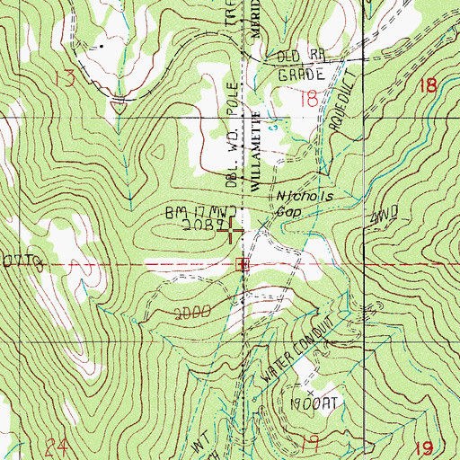Topographic Map of Nichols Gap, OR