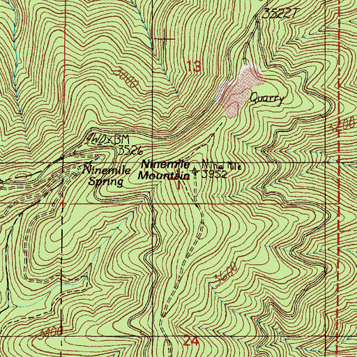 Topographic Map of Ninemile Mountain, OR