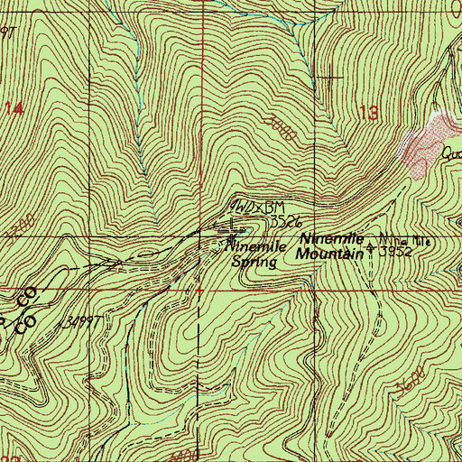 Topographic Map of Ninemile Spring, OR