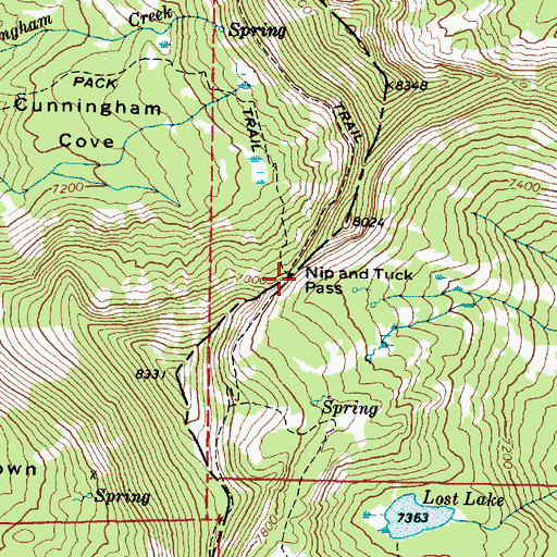 Topographic Map of Nip and Tuck Pass, OR