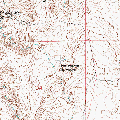 Topographic Map of No Name Springs, OR