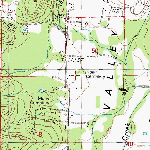 Topographic Map of Noah Cemetery, OR