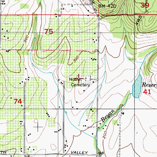 Topographic Map of Noble Cemetery, OR