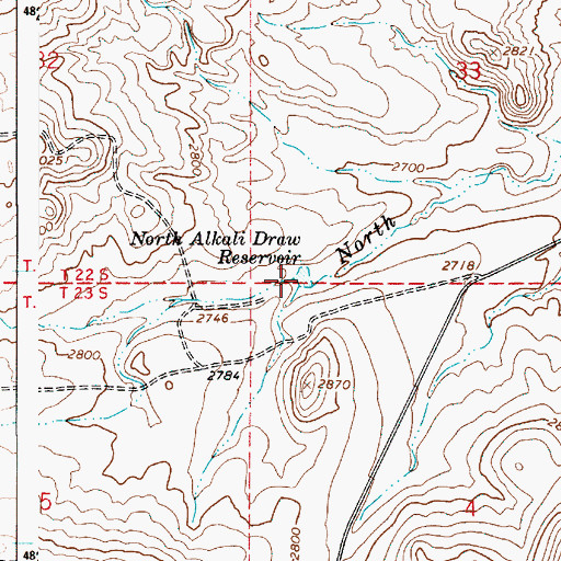 Topographic Map of North Alkali Draw Reservoir, OR