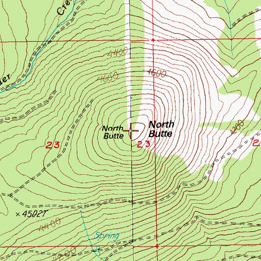 Topographic Map of North Butte, OR