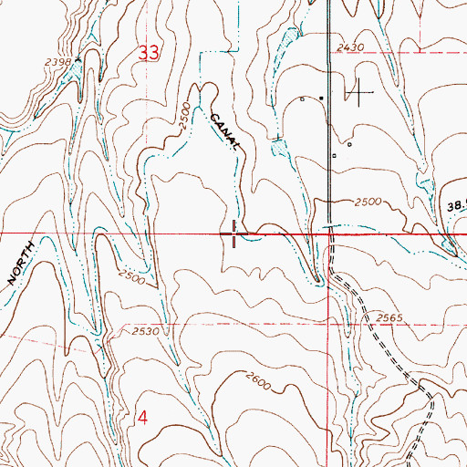 Topographic Map of North Canal Lateral, OR