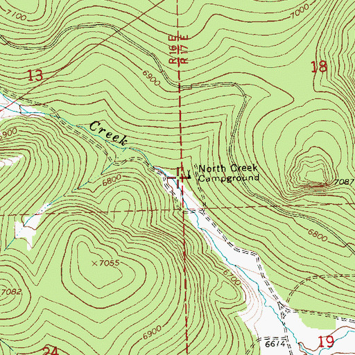 Topographic Map of North Creek Campground, OR