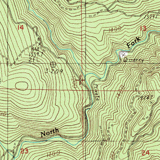 Topographic Map of North Fork North Fork Gate Creek, OR