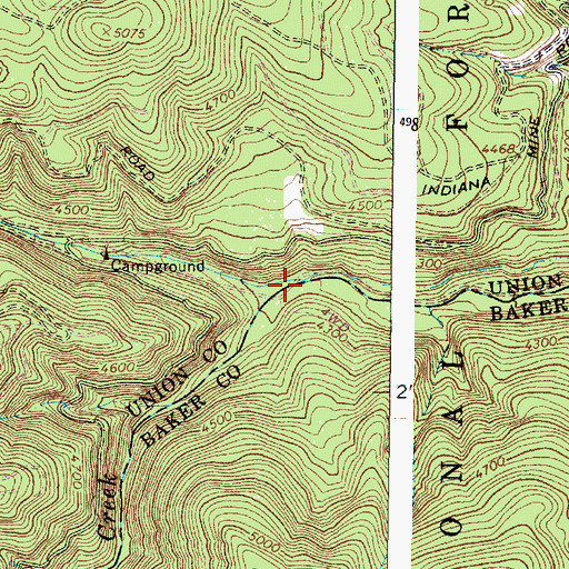 Topographic Map of North Fork Anthony Creek, OR
