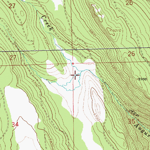 Topographic Map of North Fork Augur Creek, OR