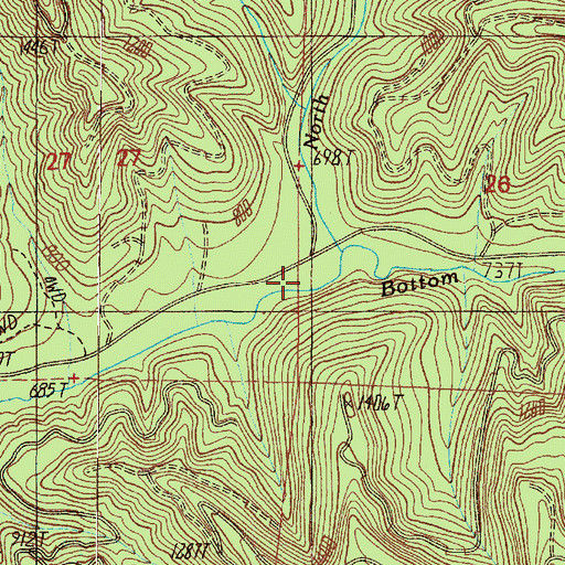 Topographic Map of North Fork Bottom Creek, OR