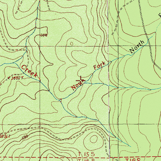 Topographic Map of North Fork Boulder Creek, OR