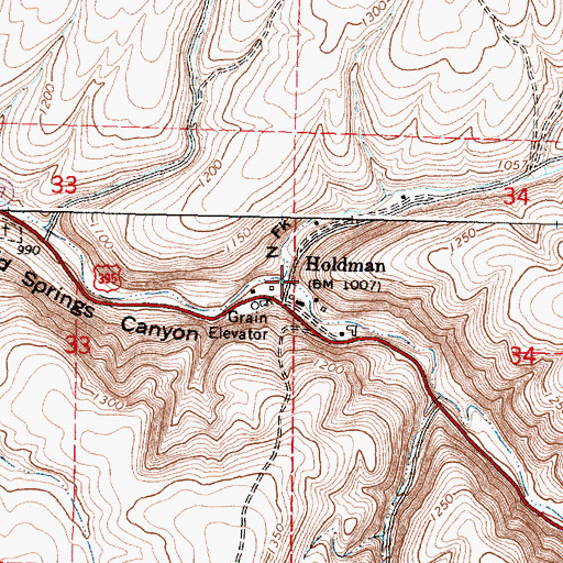 Topographic Map of North Fork Cold Springs Canyon, OR