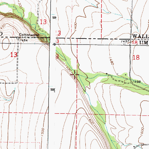 Topographic Map of North Fork Cottonwood Creek, OR