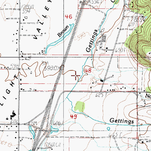 Topographic Map of North Fork Gettings Creek, OR