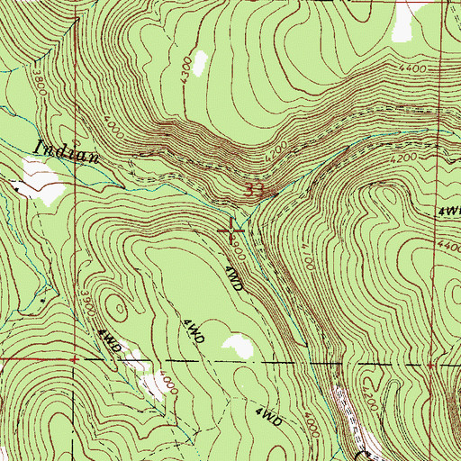 Topographic Map of North Fork Indian Creek, OR