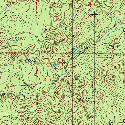 Topographic Map of North Fork Rock Creek, OR