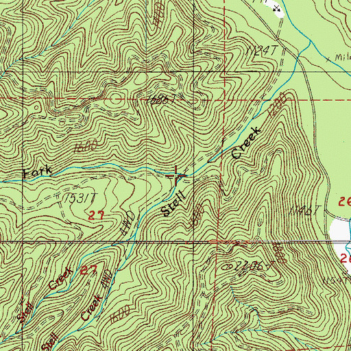 Topographic Map of North Fork Stell Creek, OR